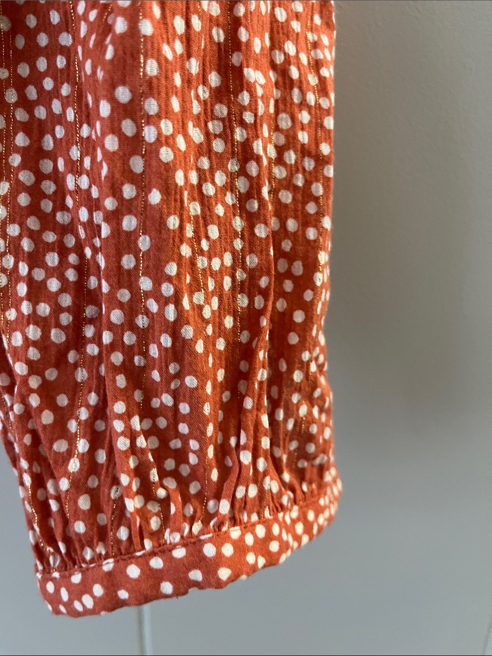LOFT Rust Orange Dot Button-Front Blouse - Picture 7 of 13